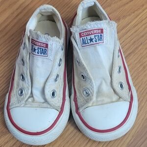 Converse Kids' Chuck Taylor All Star White and Red Sneakers Size 6